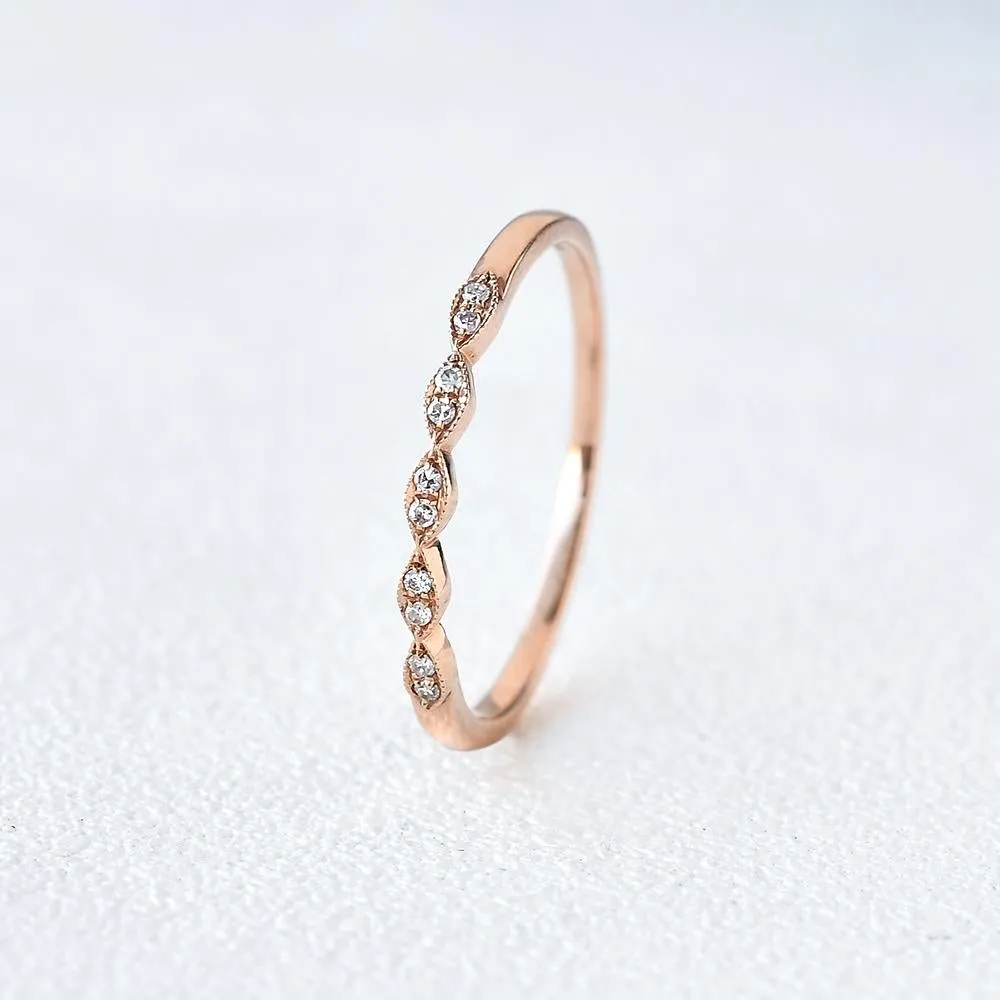 0.10CTW Round Brilliant Cut Half Eternity Thine Vintage Wedding Band