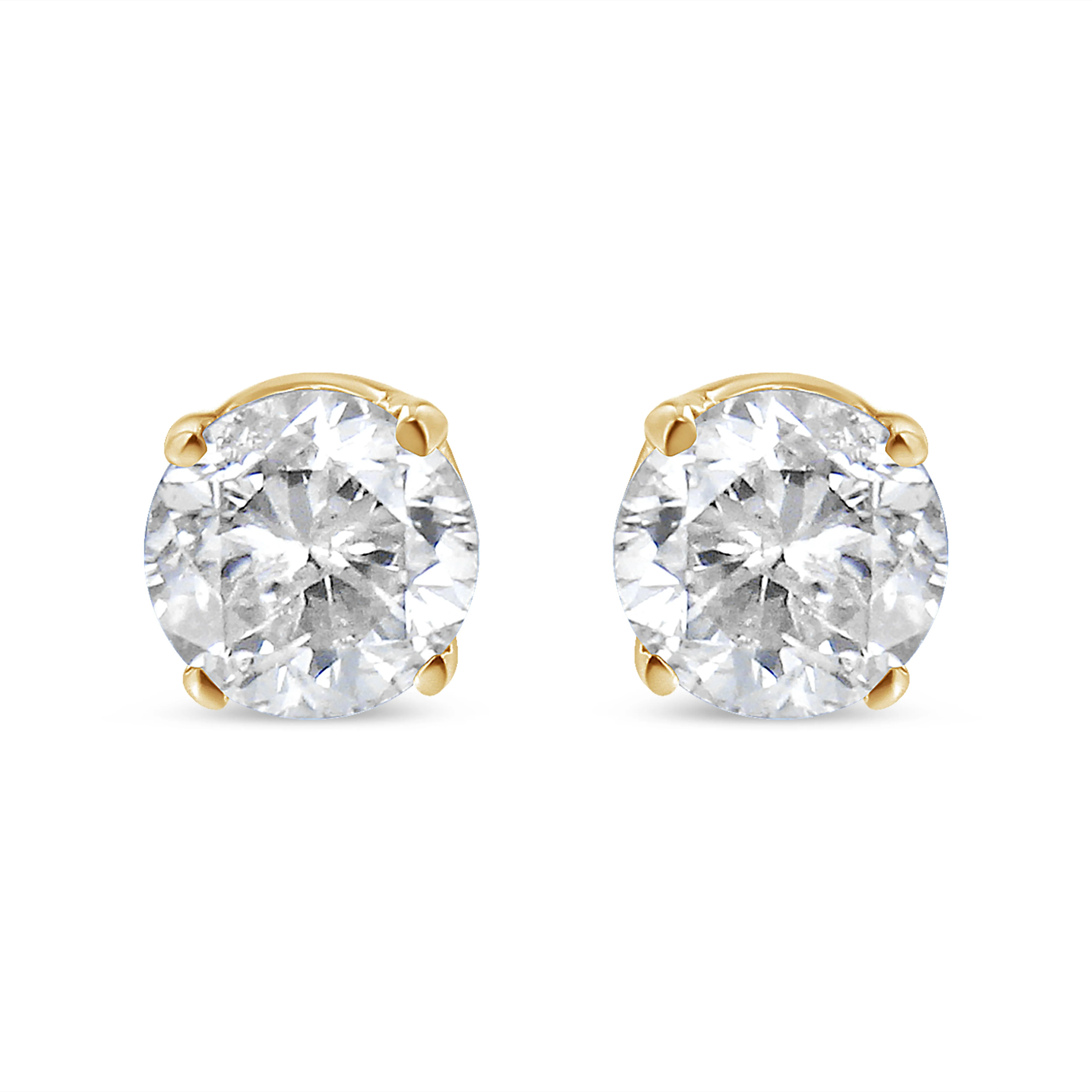 14K Yellow Gold 1/3 Cttw Round Brilliant-Cut Diamond Classic 4-Prong Stud Earrings