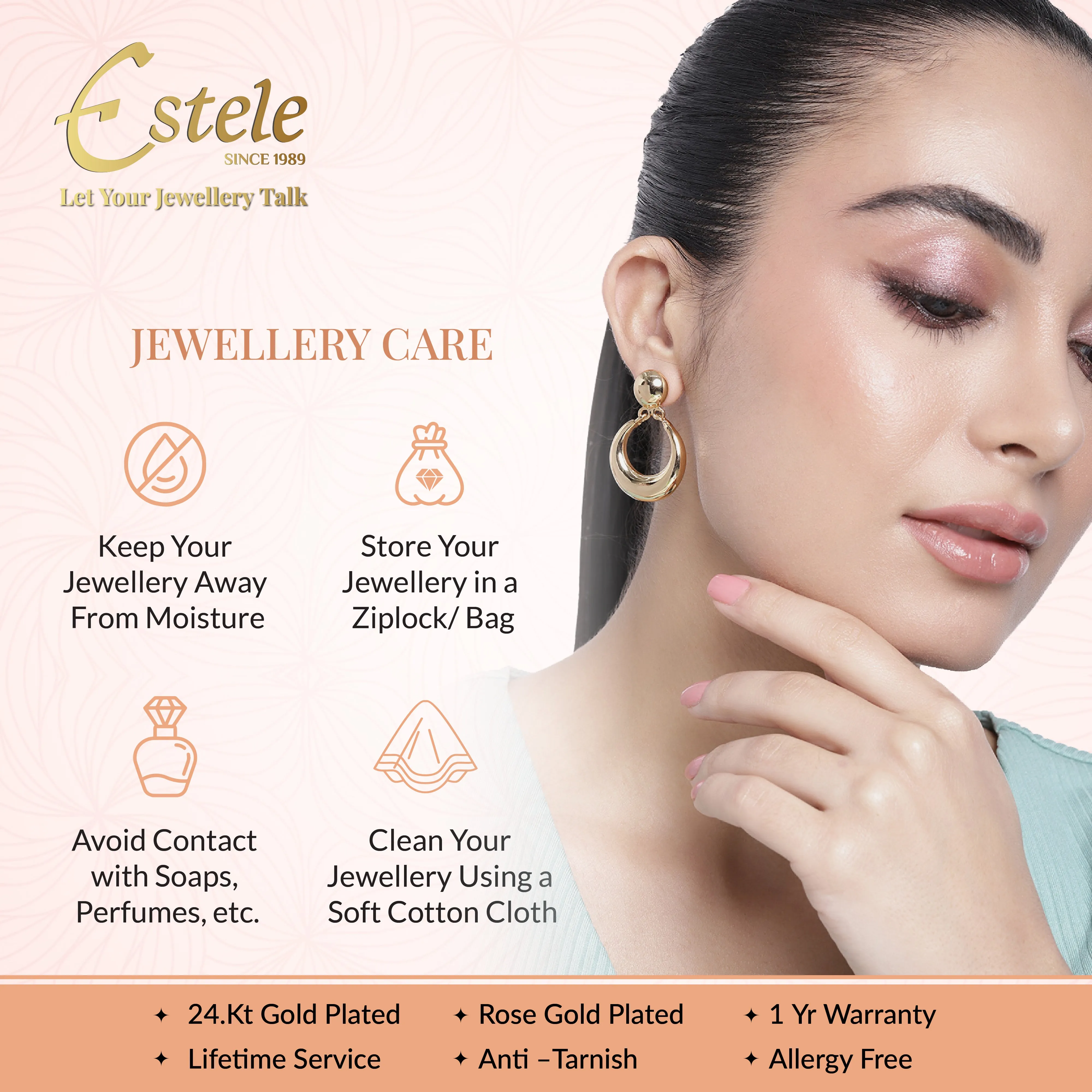 Estele Gold Plated CZ Traditional Lakshmi Devi Designer Earrings with Pearls for Women