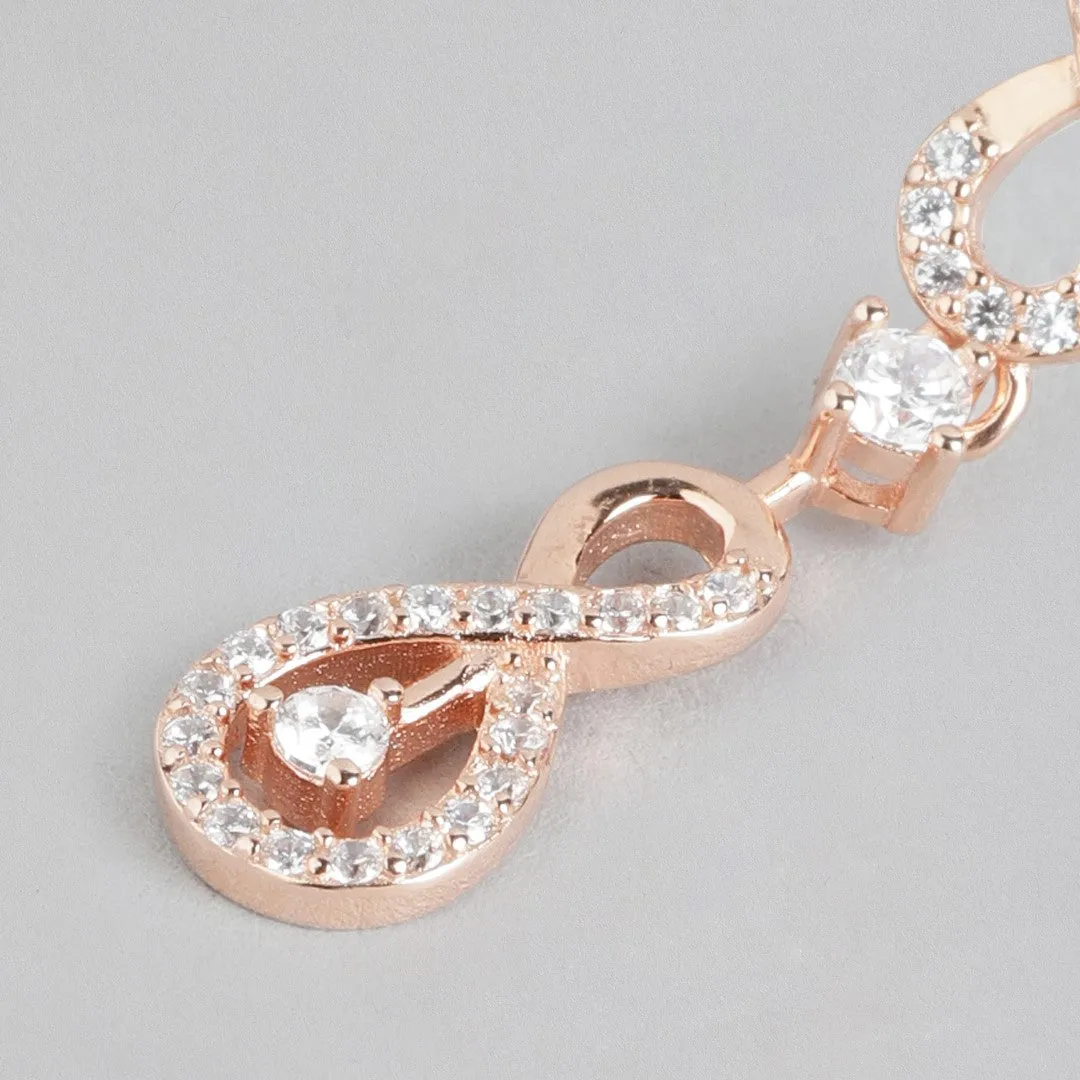 Infinite Sparkle Rose Gold-Plated 925 Sterling Silver Stud Earrings