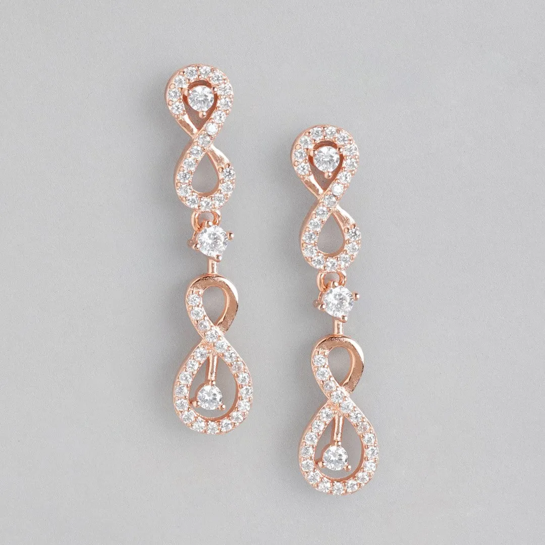 Infinite Sparkle Rose Gold-Plated 925 Sterling Silver Stud Earrings