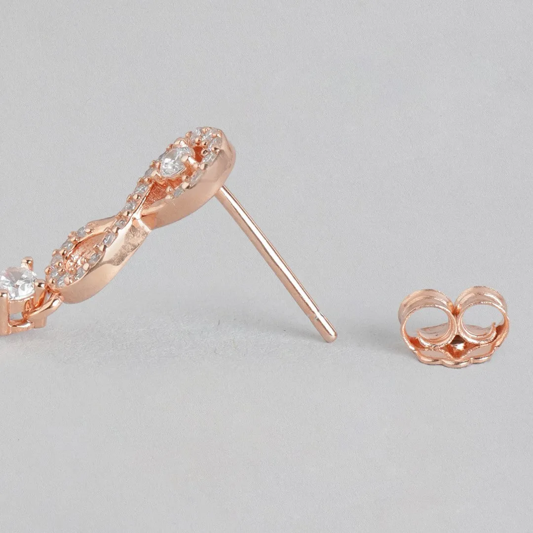 Infinite Sparkle Rose Gold-Plated 925 Sterling Silver Stud Earrings