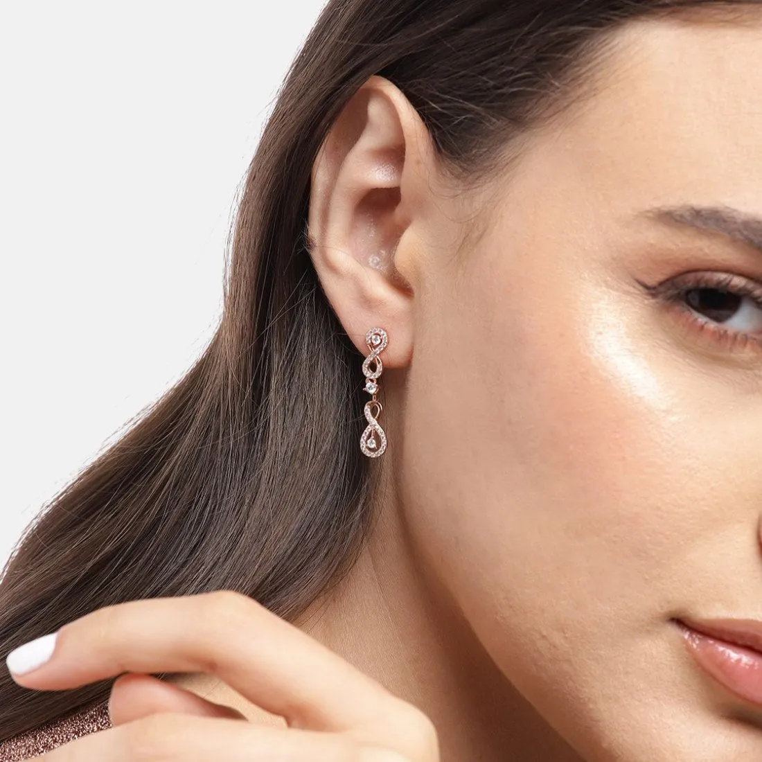 Infinite Sparkle Rose Gold-Plated 925 Sterling Silver Stud Earrings