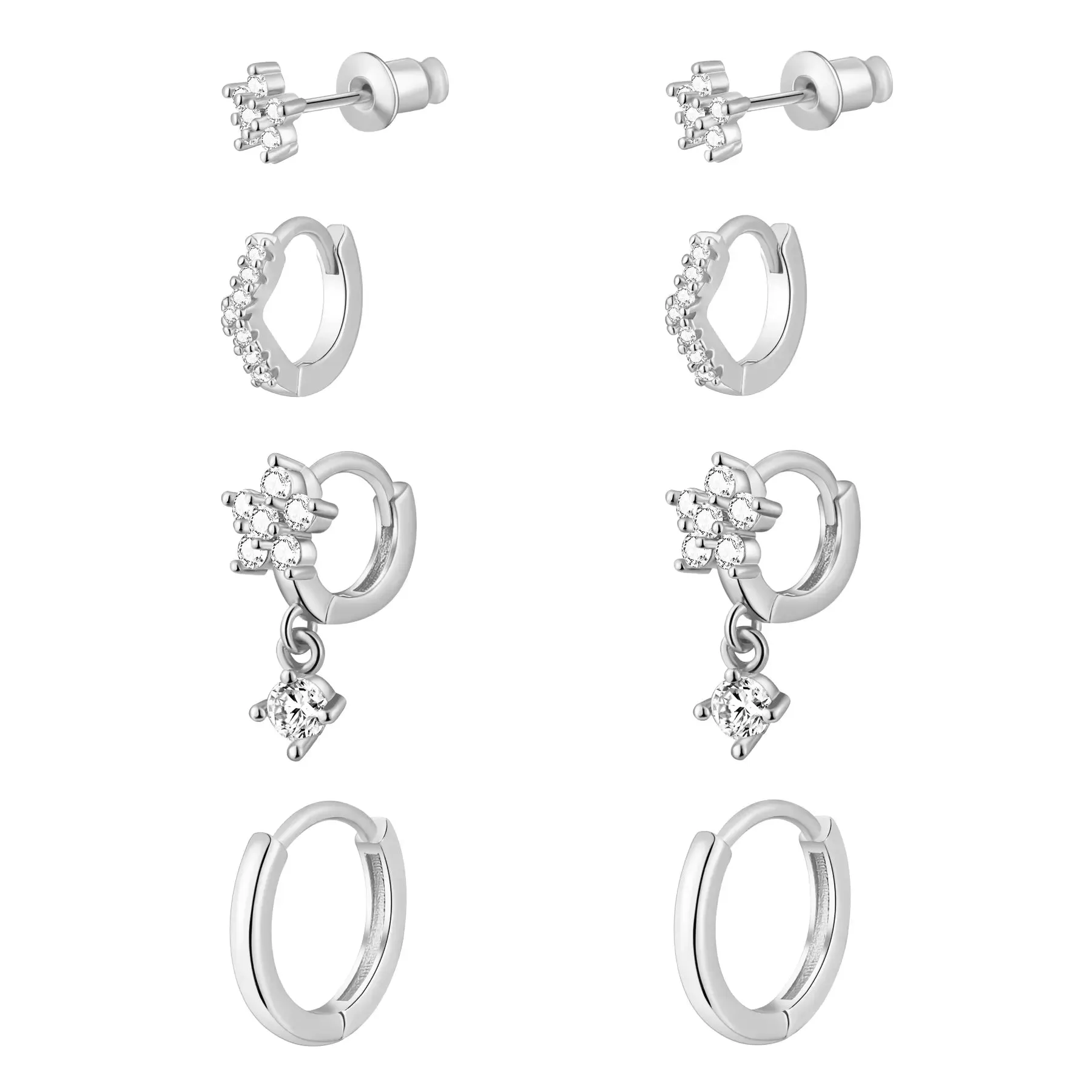 Kyerlyn Flower Dangle Huggie Earrings Set