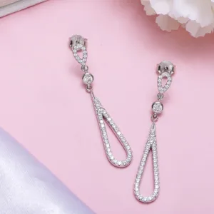Radiant Rhodium Sparkle Cubic Zirconia 925 Sterling Silver Women's Earrings