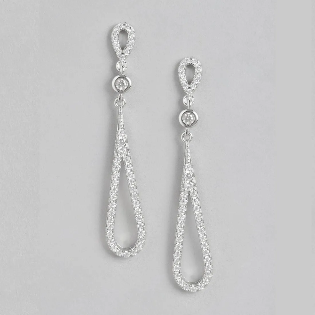 Radiant Rhodium Sparkle Cubic Zirconia 925 Sterling Silver Women's Earrings